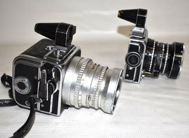 (2) HASSELBLAD 225 SQUARE FORMAT CAMERAS, (1) NO BACK