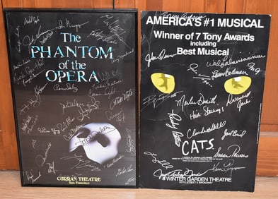 (2) AUTOGRAPHED CATS & PHANTOM OF THE OPERA WINDOW CARD