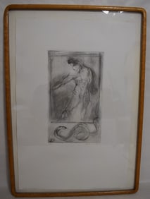 ENGRAVING, MAN/SNAKE, SIGNED ROMOLO DELDEO, #5/12