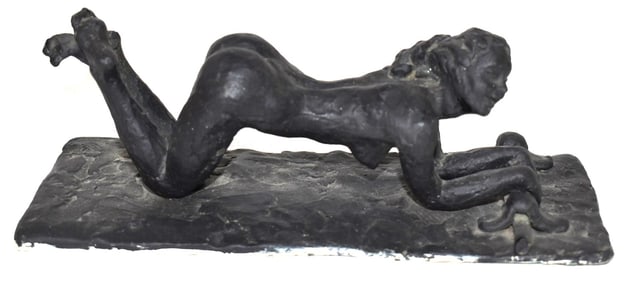 BRONZE FIGURAL NUDE DOOR KNOCKER, LENGTH 8 3/4"