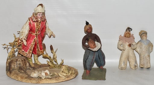 4 RARE H/P COTTON BATTING FIGURINES INCL. PRINCESS/FROG