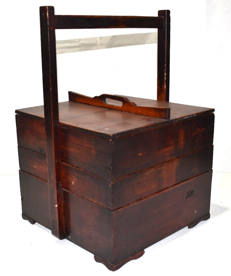 JAPANESE WOODEN STACKING STORAGE BOX, 20TH C. (1 of 5)