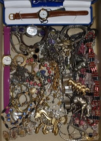 LOT ASSORTED COSTUME JEWELRY (MANY HORSE PINS)