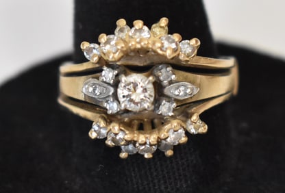 14KT YW GOLD/DIAMOND ENGAGEMENT RING W/14KT ENHANCER