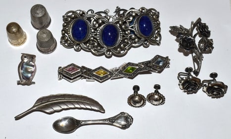 LOT ASSORTED ESTATE STERLING JEWELRY FINDINGS, 20TH C.