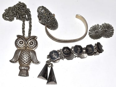 LOT ASSORTED ESTATE STERLING JEWELRY FINDINGS, 20TH C.