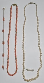 LOT INCL. DECO 14KT WHITE GOLD/NATURAL PEARLS