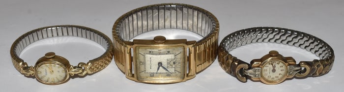 LOT (3) VINTAGE WATCHES INCL. 14KT YELLOW GOLD CASES