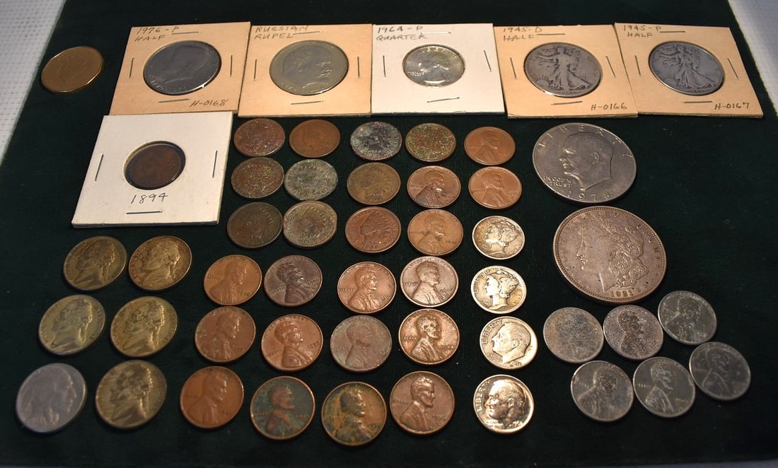 LOT ASSORT. ESTATE COIN INCL. 1921D SILVER DOLLAR, ETC. (1 of 5)