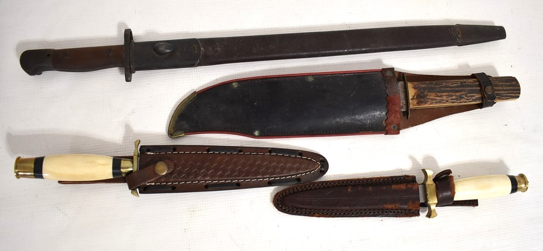 4 ASST. VINTAGE SIDE KNIVES/BAYONET 1943 ENFIELD, BOWIE (1 of 9)