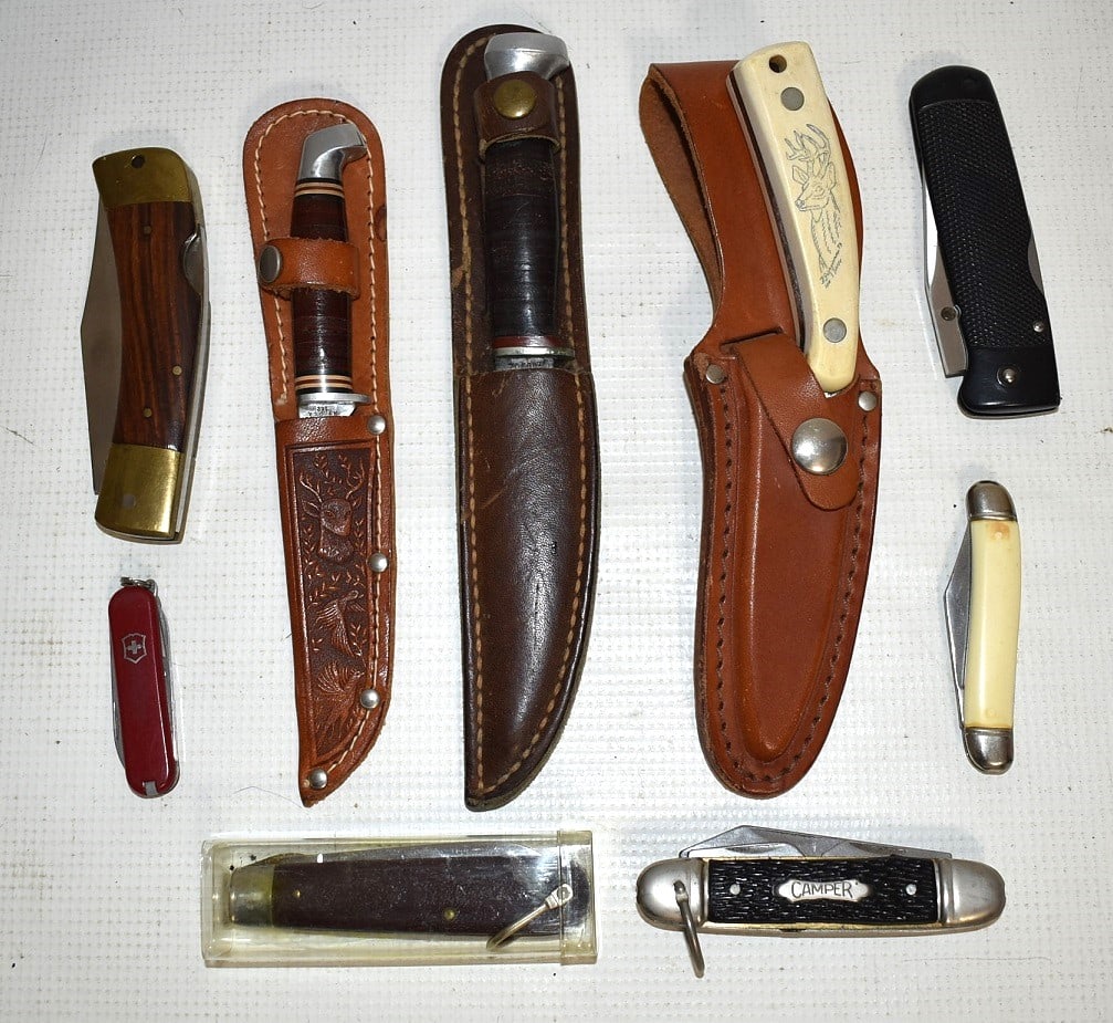 8 ASST. KNIVES INCL. STACKED LEATHER SCHRADE WALDEN++ (1 of 6)