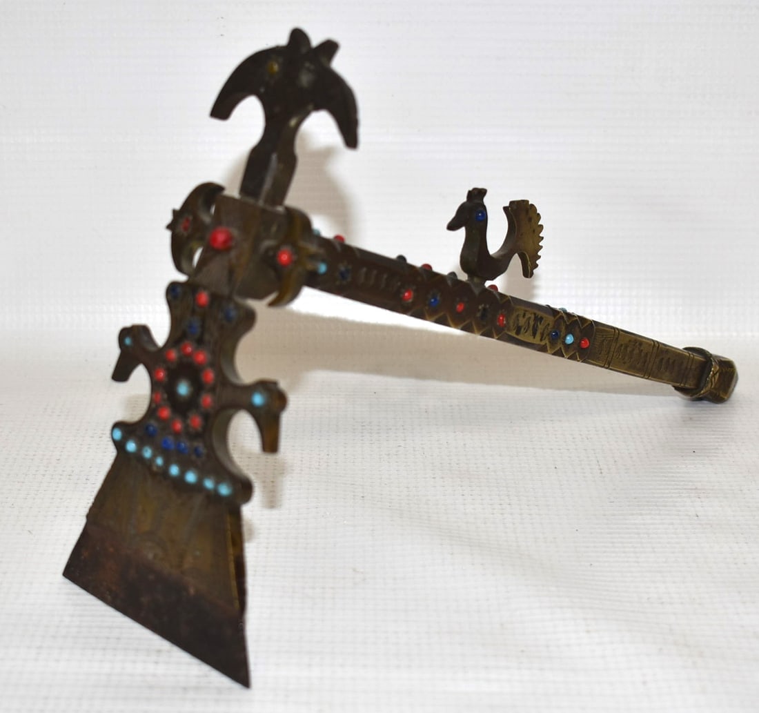 OTTOMAN/TURKISH INLAID BRONZE CEREMONIAL SCRAPER (1 of 6)