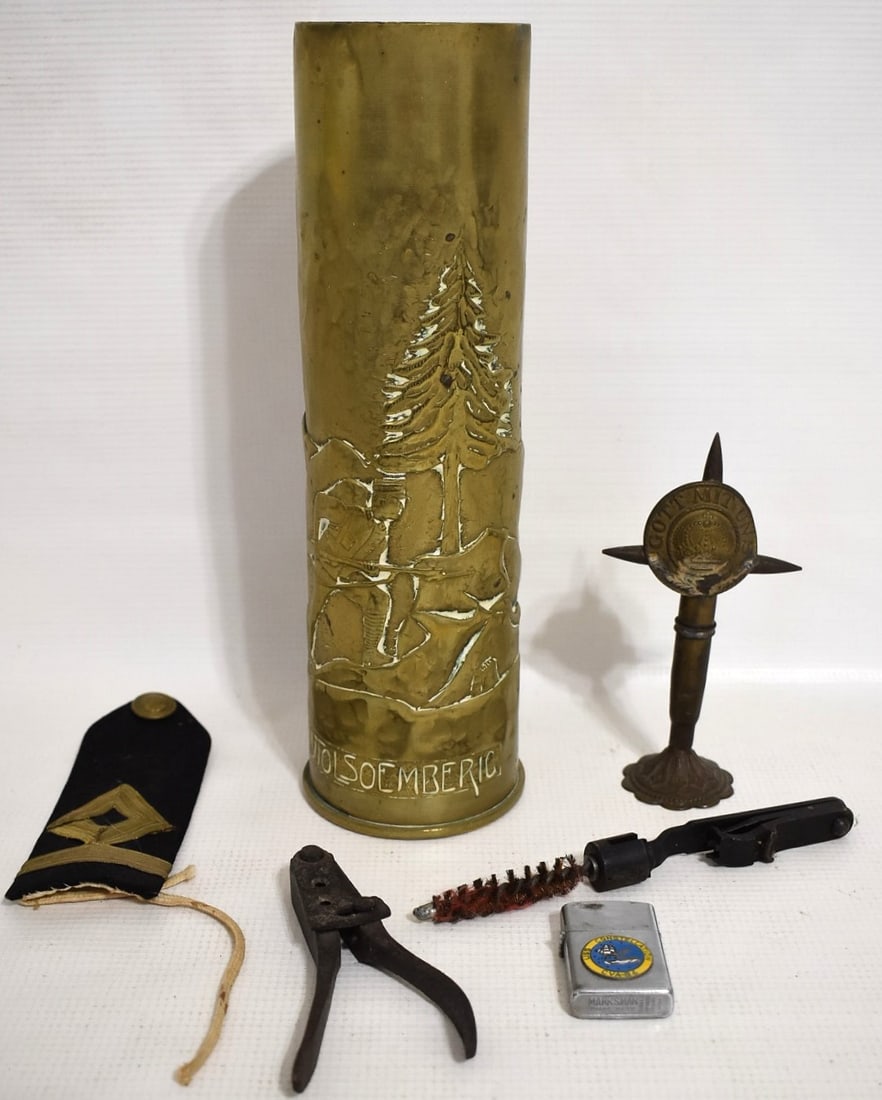 WWI TRENCH ART BRASS SHELL 55MM S/KULCSAR 1913, H. 11" (1 of 7)