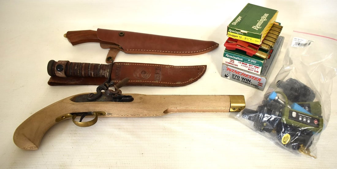 ASSORTED MILITARY/SPORTING INCL. KNIVES/AMMO/FLINTLOCK (1 of 6)