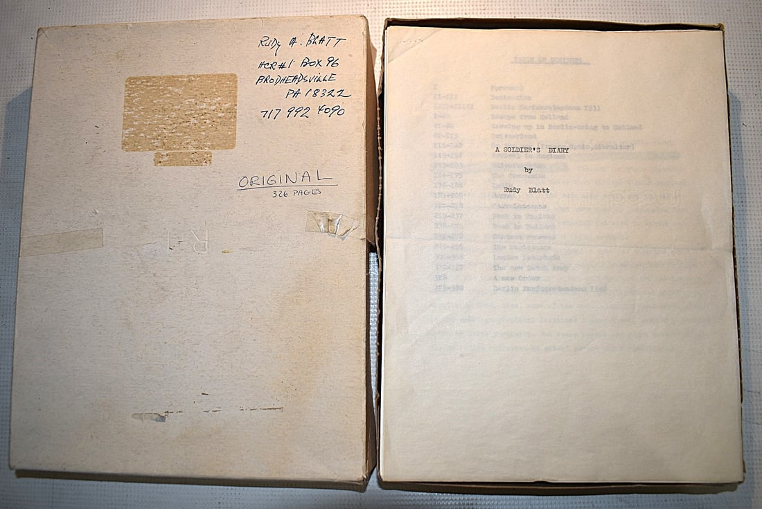 A SOLDIERS DIARY BY RUDY BLATT, 1933-1946, MANUSCRIPT: A SOLDIERS DIARY BY RUDY BLATT, 1933-1946, ORIGINAL UNPRINTED MANUSCRIPT