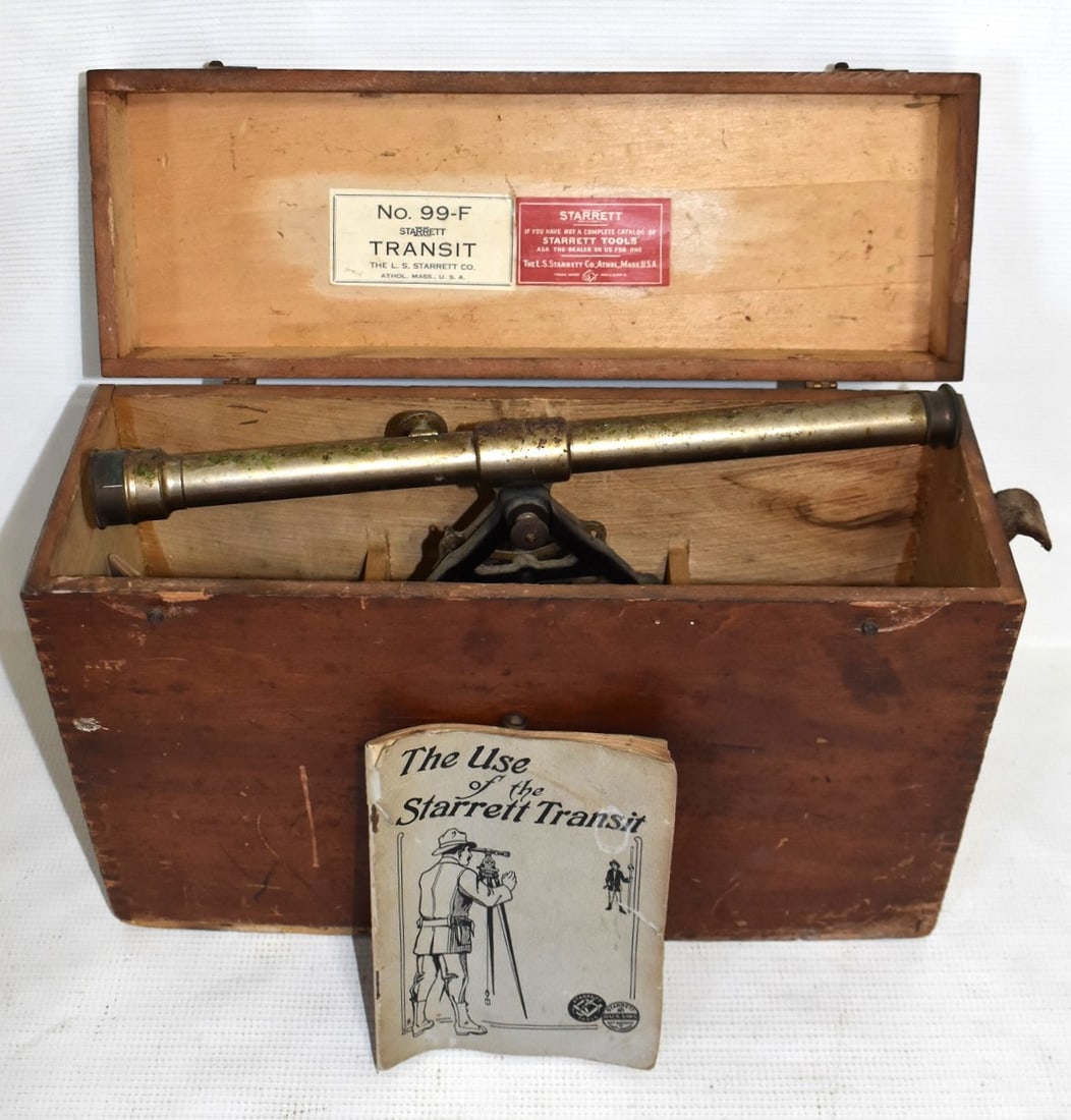 STARRETT NICKEL PLATED BRASS TRANSIT, 19/20TH C. (1 of 9)