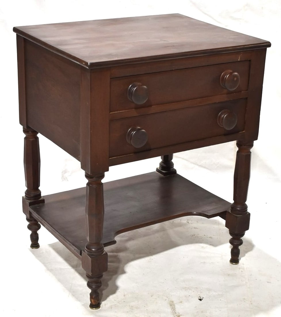 EMPIRE MAHOGANY 2 DRAWER WORK STAND, 19TH C. (1 of 6)