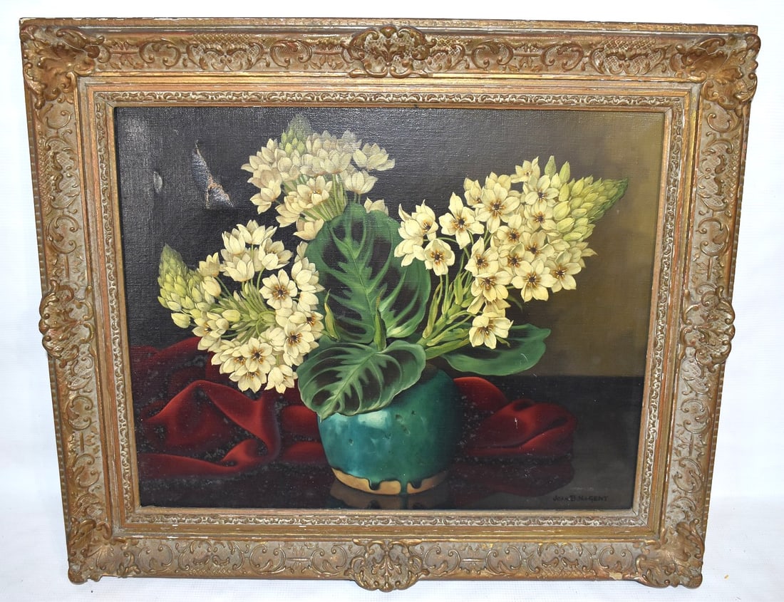 O/C STILL LIFE W/FLOWERS SIGNED JOAN B. N. V. GENT (1 of 5)