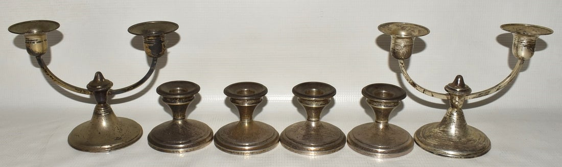LOT (6) STERLING CANDLESTICKS H. TALLEST 5" (1 of 8)