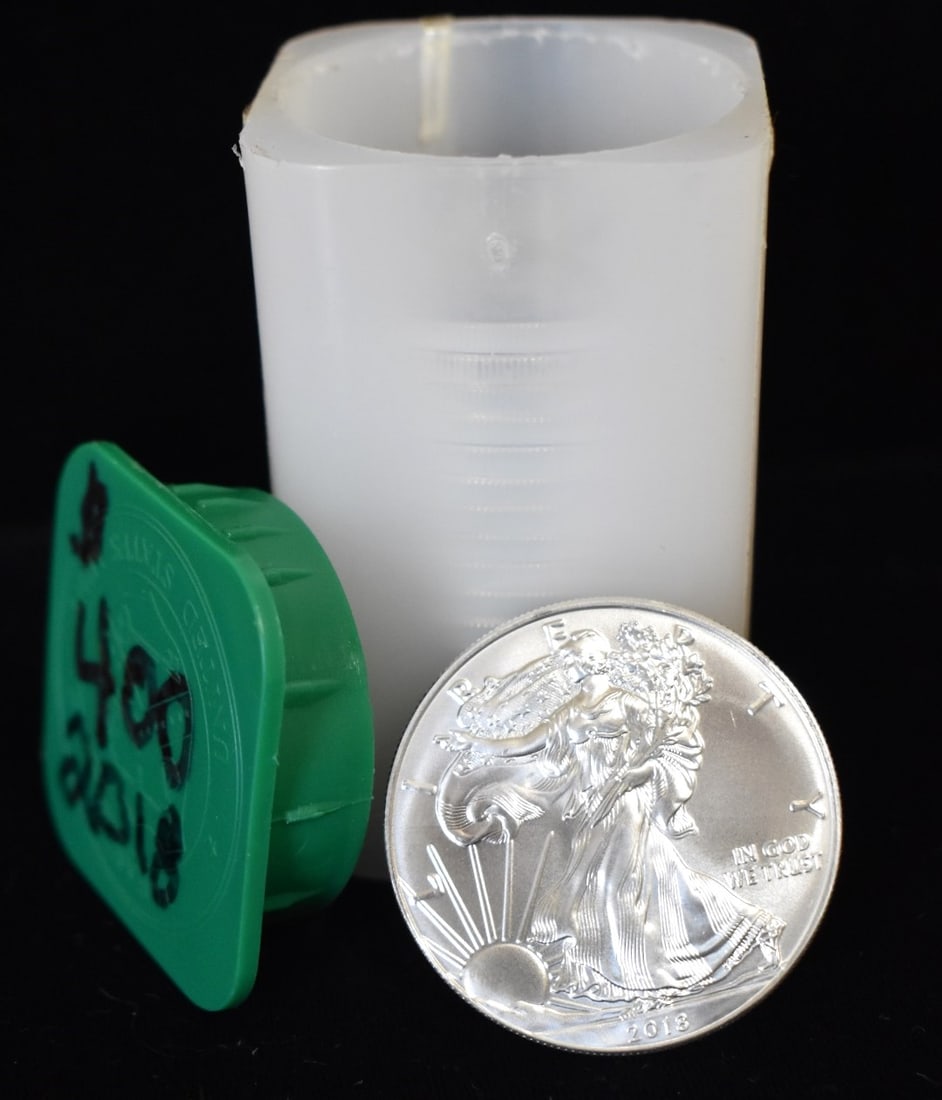 LOT (20) U.S. SILVER EAGLES 20 OZ 999 FINE C.2018: LOT (20) U.S. SILVER EAGLES 20 OZ 999 FINE C.2018