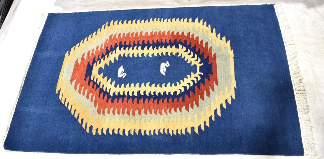 CHINESE HAND TIED AREA RUG W/FOWL, 4' X 6': CHINESE HAND TIED AREA RUG W/FOWL, 4' X 6'