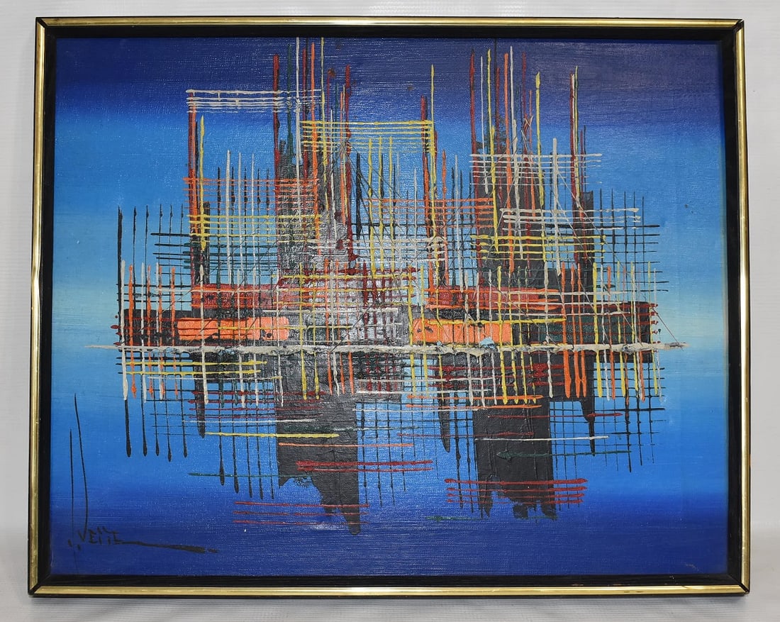 O/C ABSTRACT SIGNED VETTI, C. 1970, 16" X 20" (1 of 3)