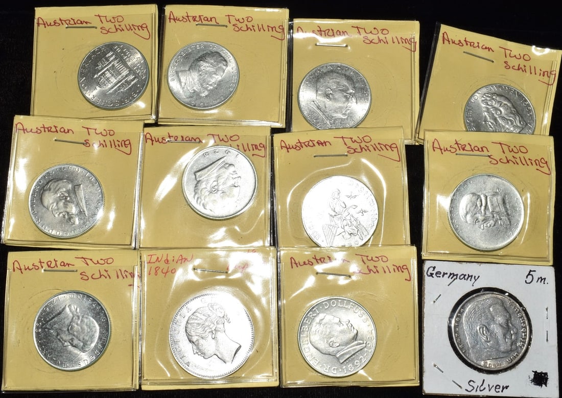 LOT (12) ASSORTED AUSTRIAN (2) SHILLING, APPROX. 6.2 OZ (1 of 5)