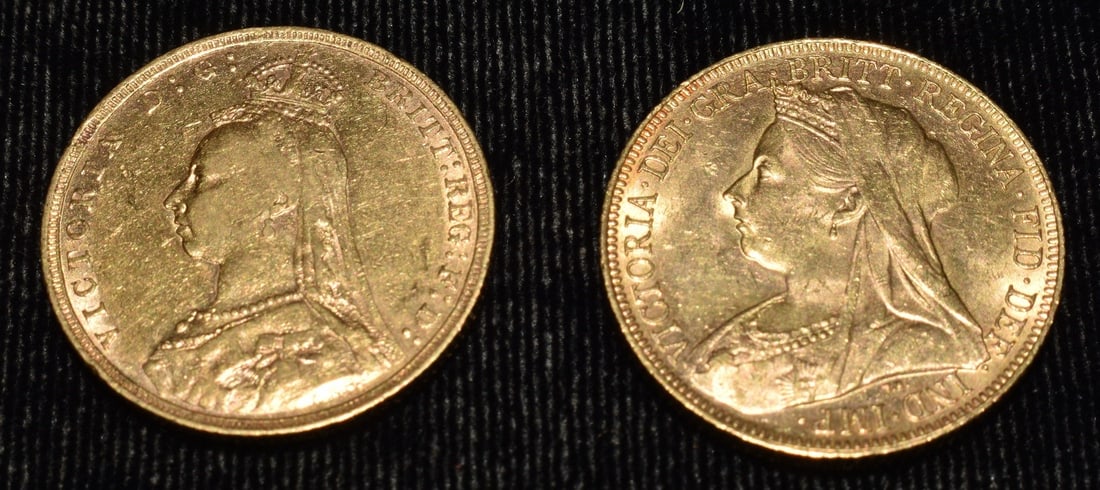 LOT (2) KING GEORGE SOVEREIGN GOLD COINS C.1892, 1900 (1 of 4)