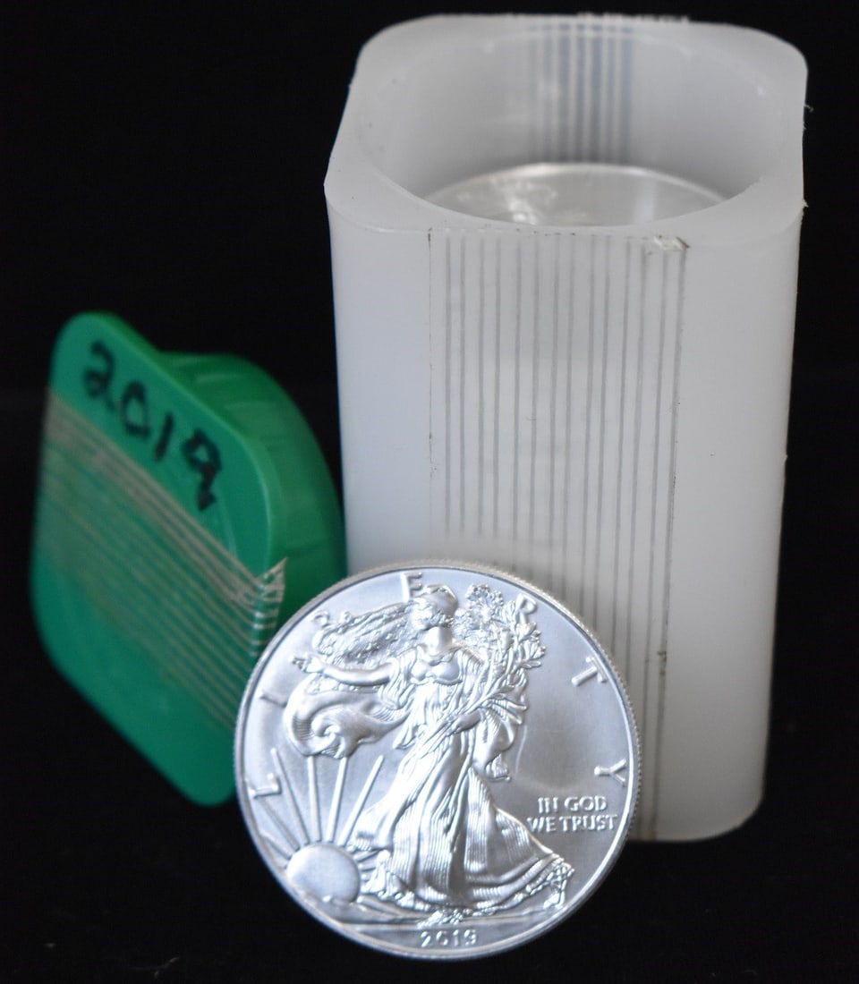 LOT (20) U.S. SILVER EAGLES 20 OZ 999 FINE C.2019: LOT (20) U.S. SILVER EAGLES 20 OZ 999 FINE C.2019