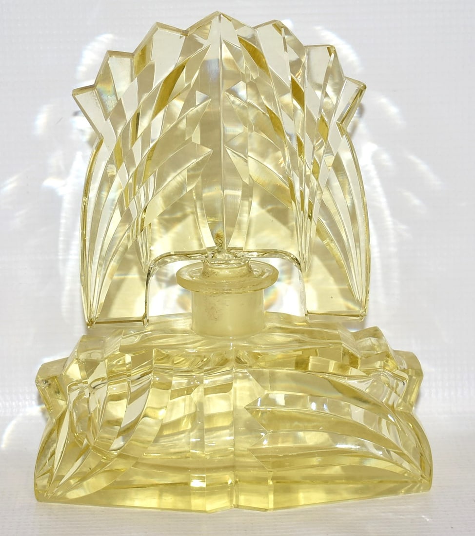 CZECH ART GLASS PERFUME BOTTLE, 20TH C., H. 7 1/2" (1 of 9)