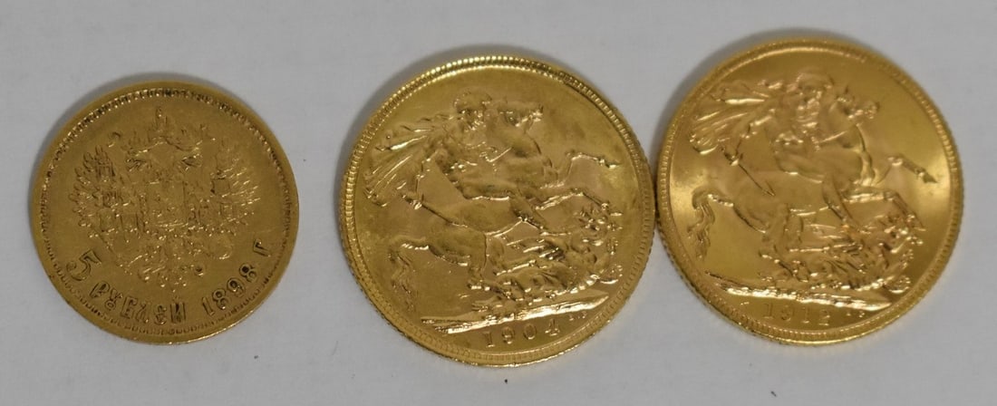 LOT (3) KING GEORGE/EDWARD SOVEREIGN GOLD COINS: LOT (3) KING GEORGE/EDWARD SOVEREIGN GOLD COINS