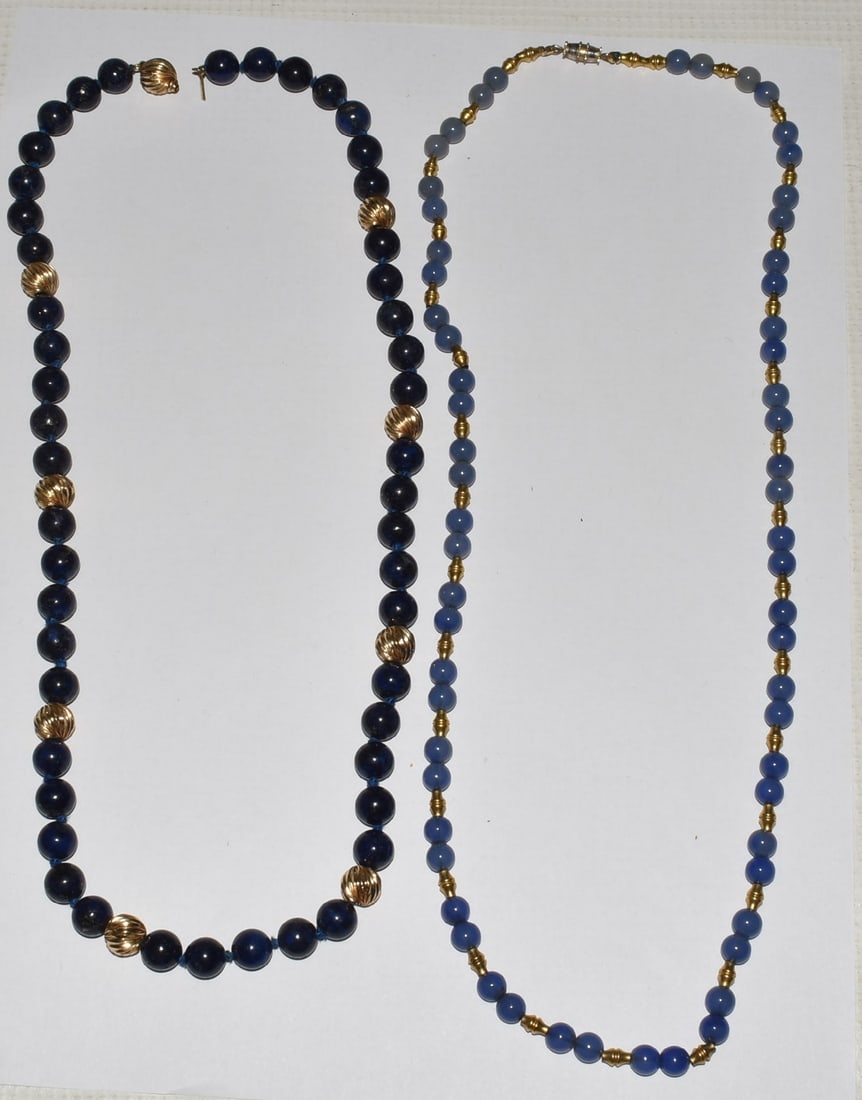 2 DECO INCL 14KT YELLOW GOLD/LAPIS, MOONSTONE NECKLACES (1 of 4)