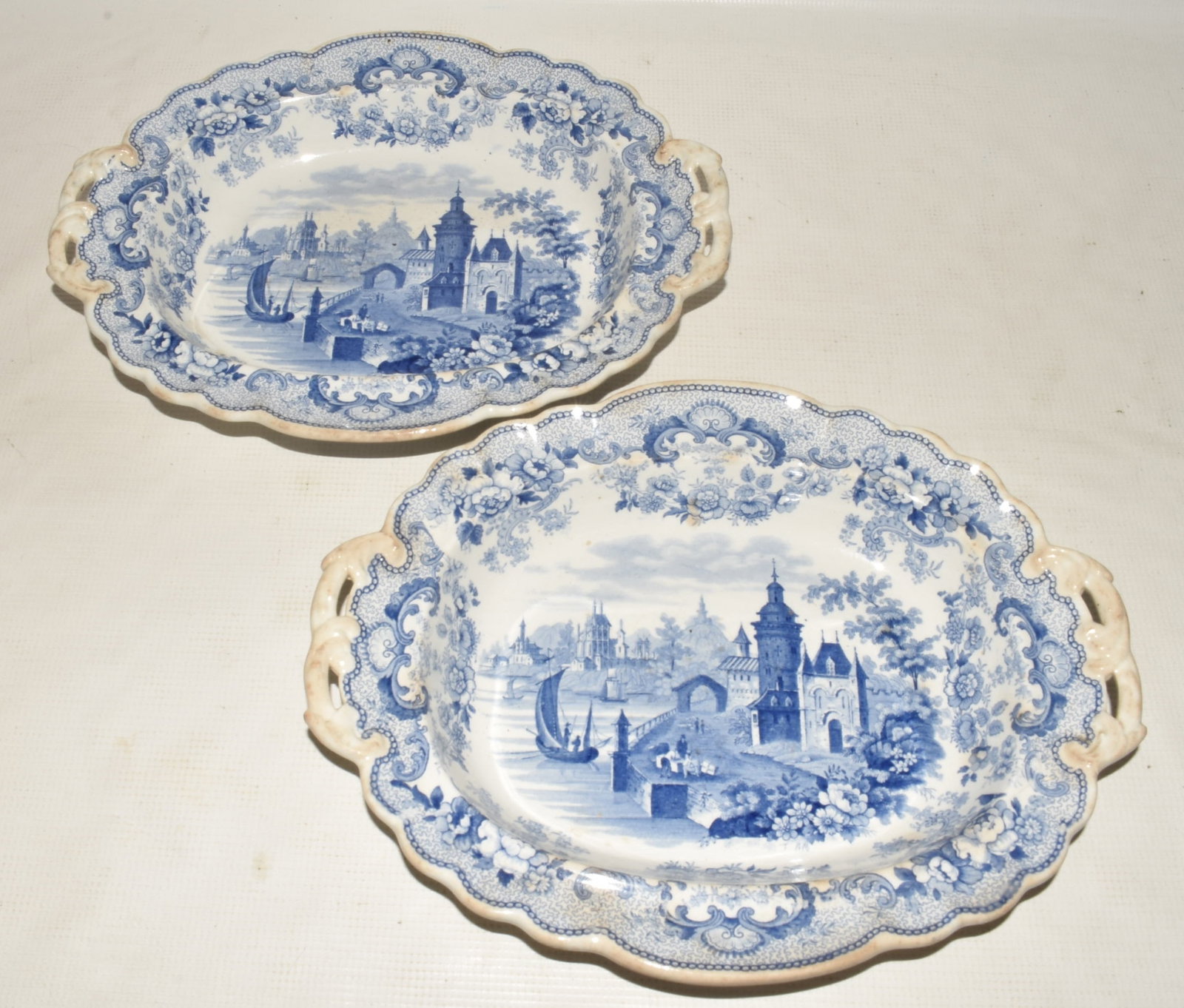 STAFFORDSHIRE BLUE TRANSFER DECORATED PLATTER, 19TH C. (1 of 5)