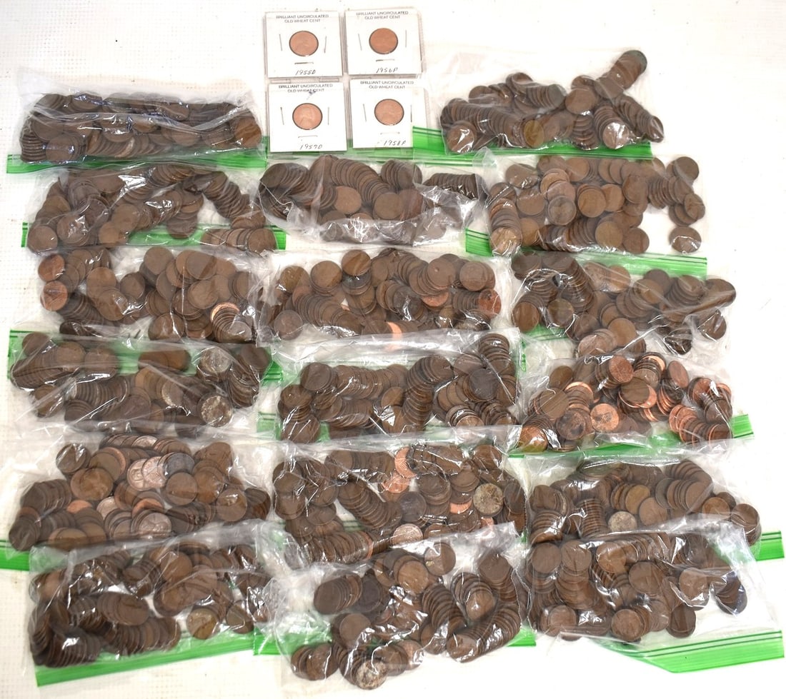 LARGE BAG LINCOLN/WHEAT BACK PENNIES, 11.6 LBS. (1 of 14)