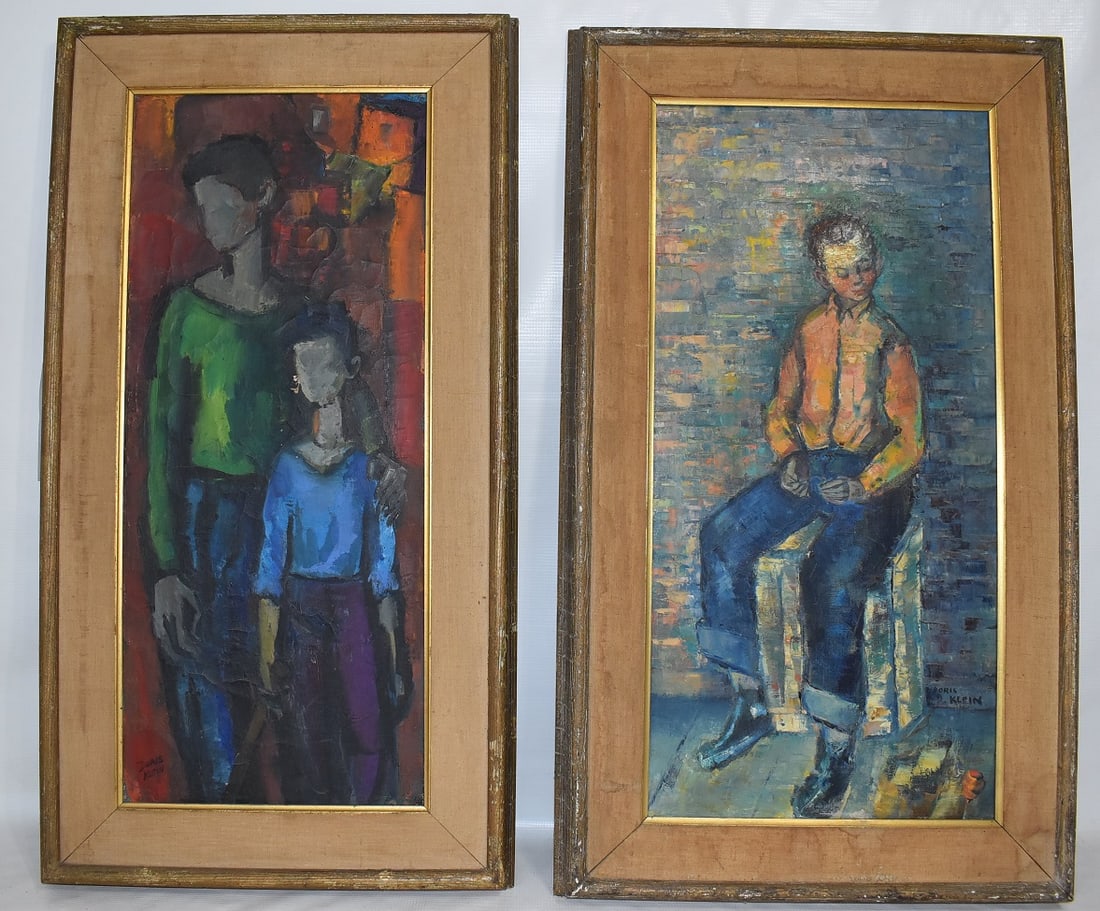 (2) O/C ABSTRACT FIGURES SIGNED DORIS KLEIN, C. 1940/50 (1 of 14)