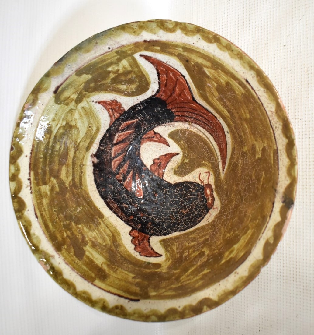 FINE PERSIAN PAINTED TERRA COTTA FISH BOWL (1 of 8)