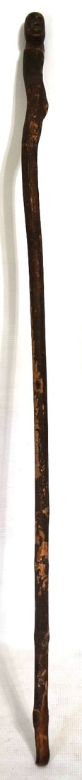 EARLY FOLK ART CARVED CHERRY AFRICAN AMERICAN HEAD CANE (1 of 6)