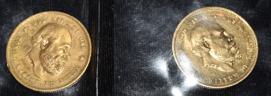 LOT (2) NETHERLANDS 10G GOLD COINS C.1912: LOT (2) NETHERLANDS 10G GOLD COINS C.1912