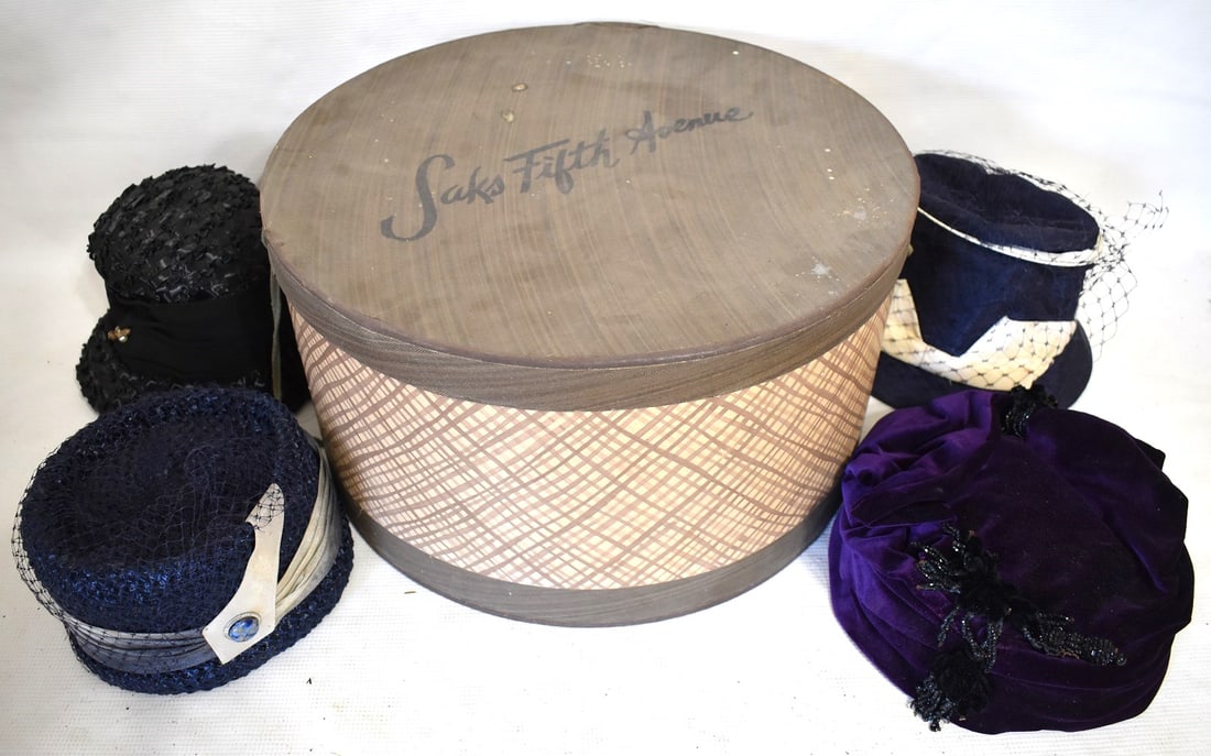 LOT (4) ASSORTED VINTAGE HAT BOXES/HATS, 20TH C. (1 of 16)