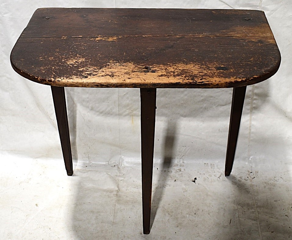EARLY COUNTRY PAINTED (COFFEE) DEMI-LUNE TABLE (1 of 4)