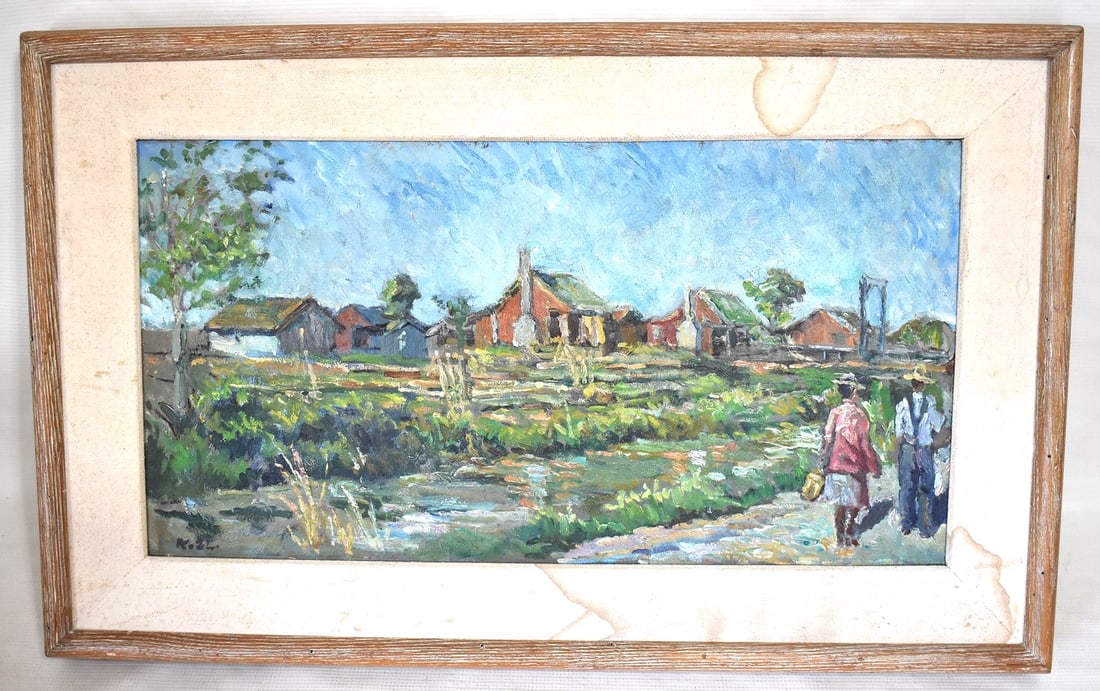 O/M RURAL LANDSCAPE W/FIGURES SIGNED KURT (1 of 6)