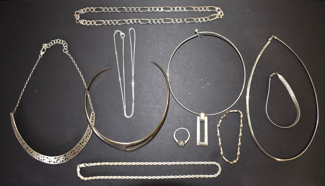 ASST. VINTAGE STERLING NECKLACES, 20TH C., W. 6.9 OZ. (1 of 19)
