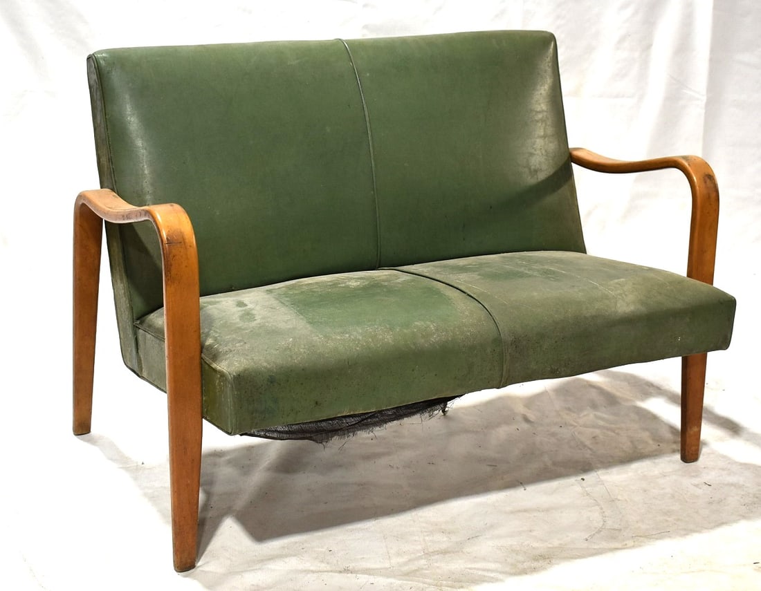 THONET MAPLE BENTWOOD SETTEE, C. 1930, L. 45" D. 32" (1 of 6)