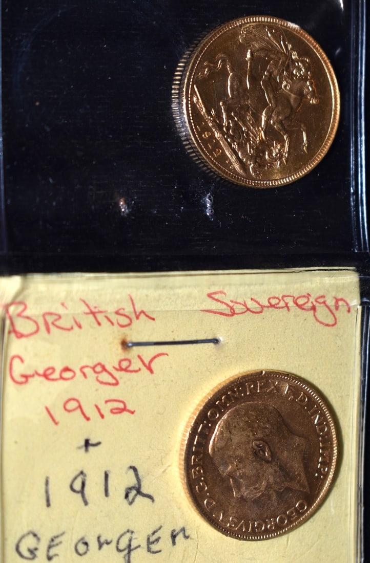 LOT (2) KING GEORGE SOVEREIGN GOLD COINS C.1912 (1 of 5)