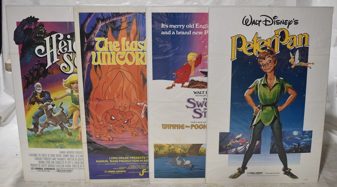 4 VINT. WALT DISNEY MOVIE POSTERS INCL. PETER PAN, ETC. (1 of 10)