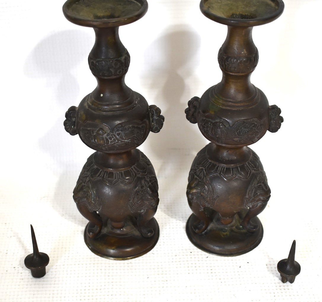 SET (3) CHINESE BRONZE ALTAR ITEMS - 10