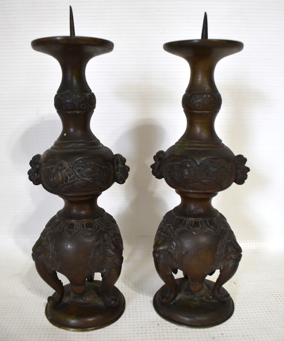 SET (3) CHINESE BRONZE ALTAR ITEMS - 8