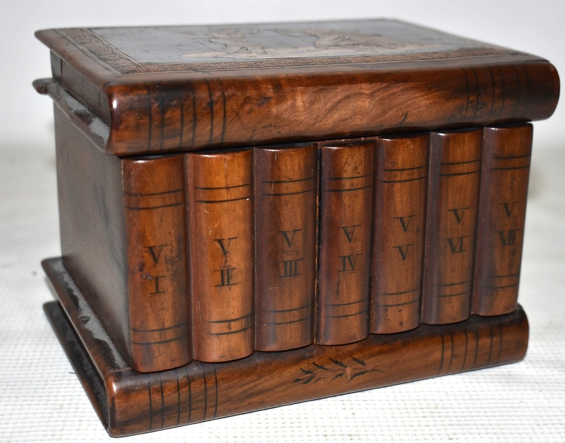 ITALIAN RENAISSANCE STYLE INLAID OLIVEWOOD BOOK BOX (1 of 9)