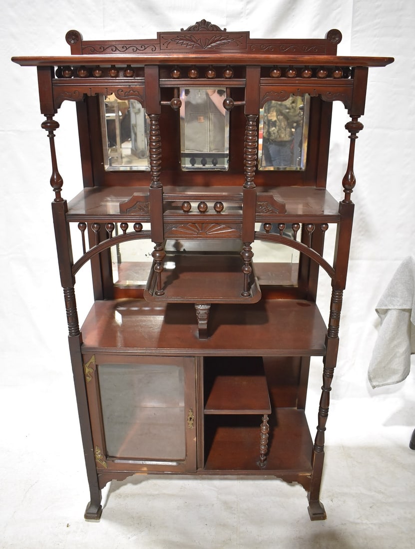 VICTORIAN MAHOGANY STICK & BALL ETAGERE, 19TH C. (1 of 8)