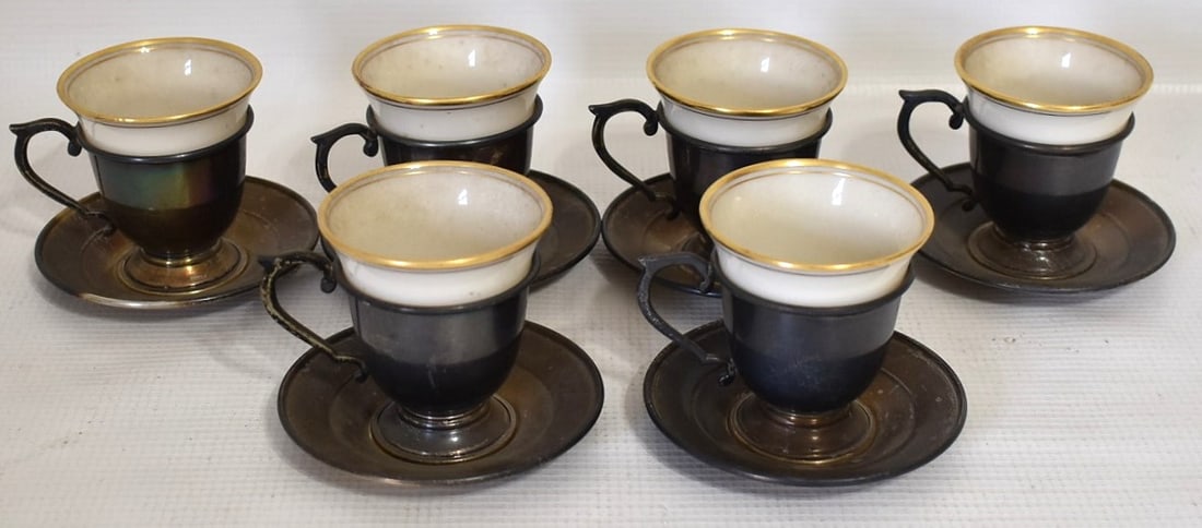 SET (6) LENOX/STERLING TEA/DEMI-TASSE CUPS C. 1940 (1 of 6)